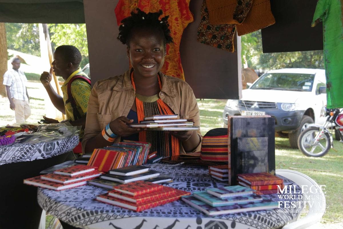 A vibrant vendor stall at the festival